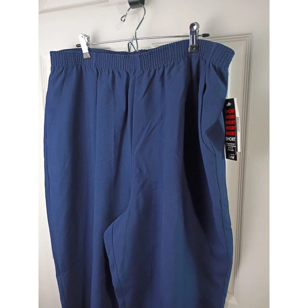 Briggs Woman 24W Blue Elastic Waist Pocket Pullon Pants Easycare Short versatile
